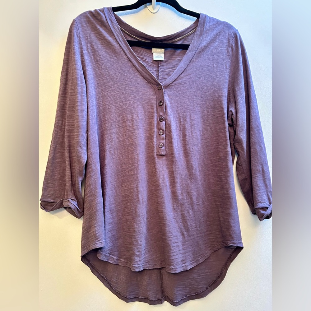 bobi 100% Cotton Purple 3/4 Sleeve Shirt Top